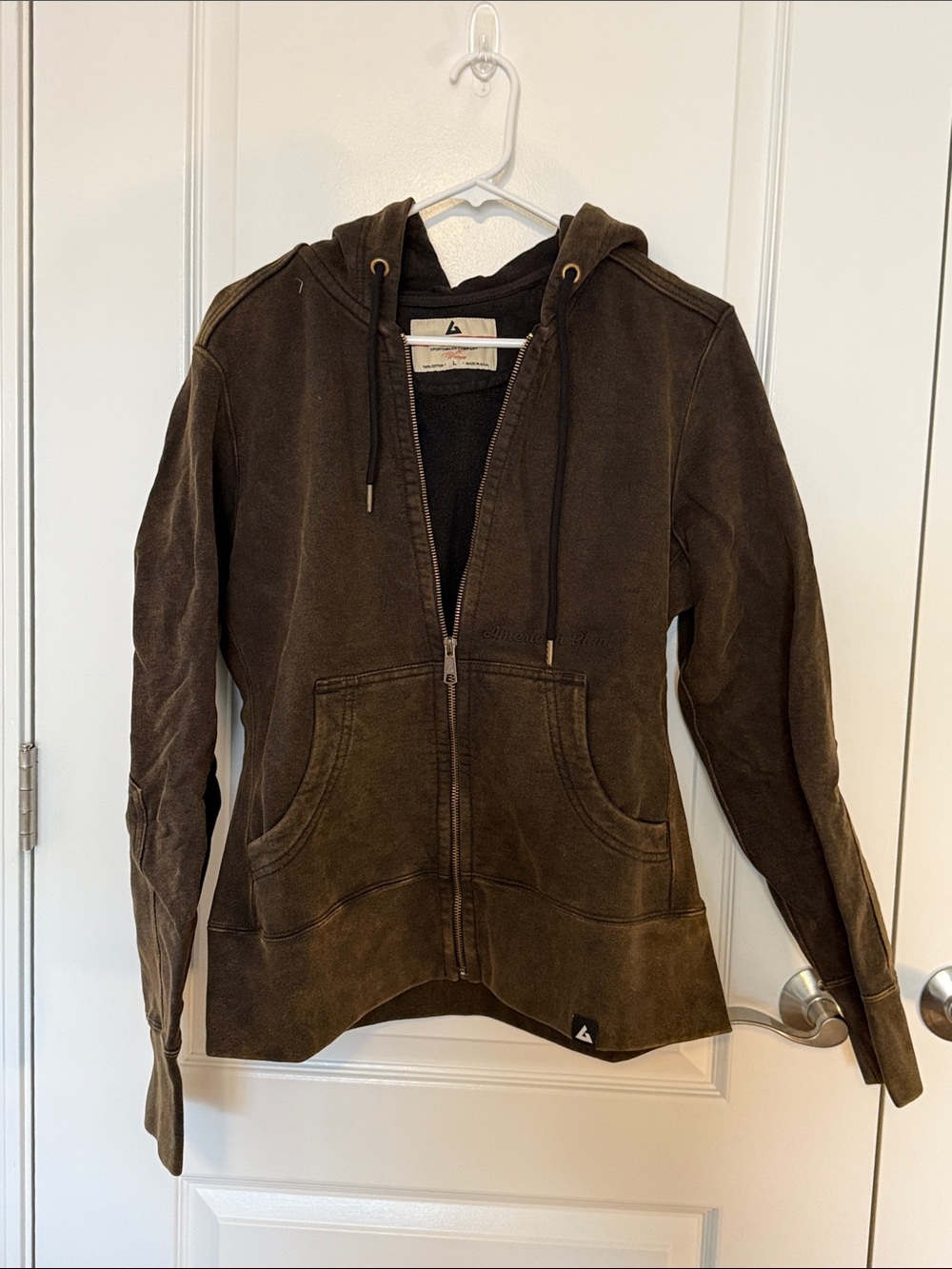 American Giant Brown Full‑Zip Hooded Jacket
